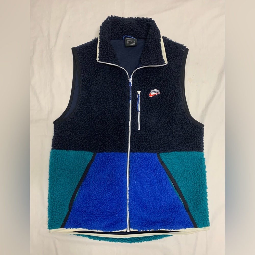 Nike NSW Full-Zip Fleece Sherpa Vest Obsidian Royal  Men’s sz Medium Pre-owned